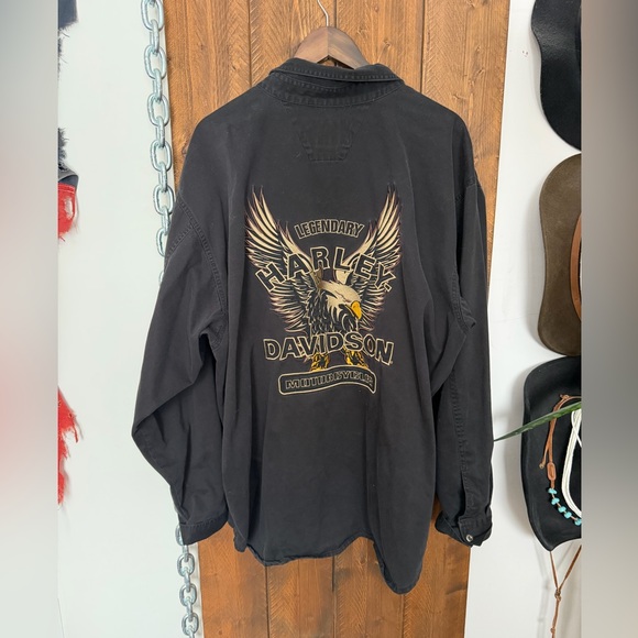 Oversize Harley Davidson Embroidered Button Down - Picture 2 of 7